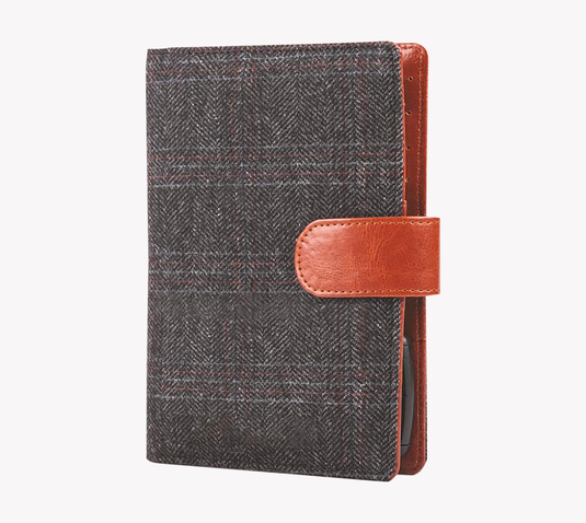 Dark Chequed Tweed Passport Holder