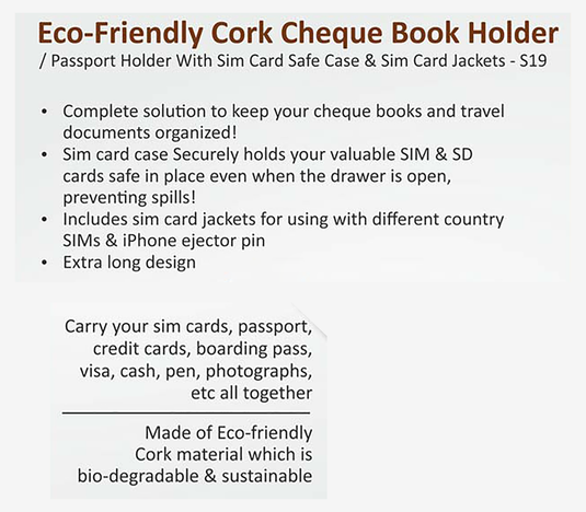 Eco-Friendly Cork Cheque Book Holder