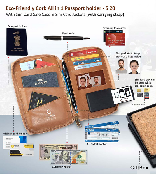 Eco-Friendly Cork All In 1 Passport Holder