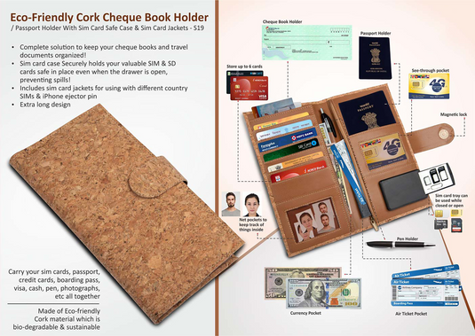 Eco-Friendly Cork Cheque Book Holder